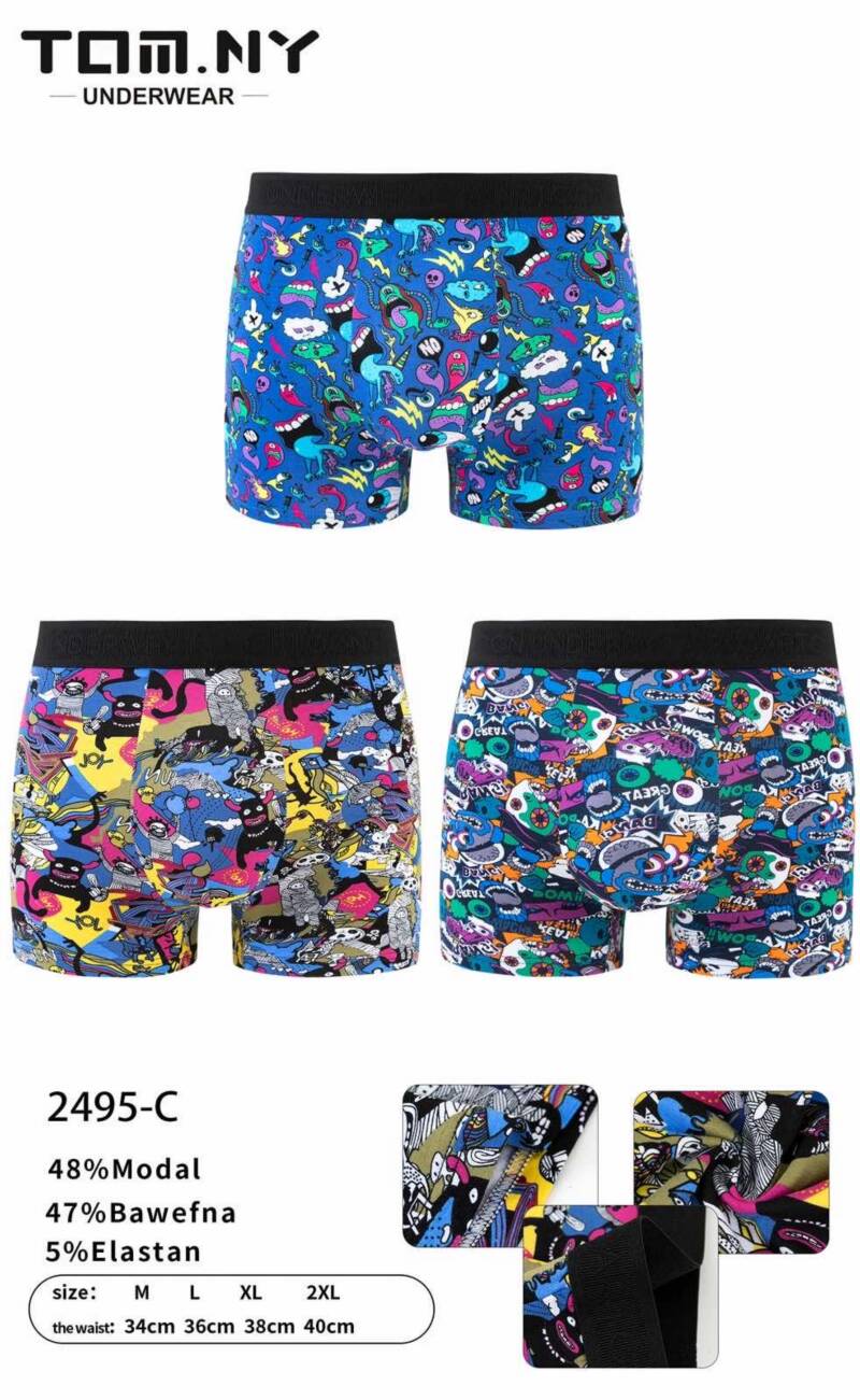 Bokserki męskie Roz M-2XL, Mix kolor Paczka 24 szt